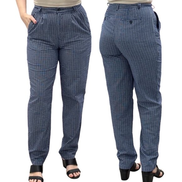 Tommy Hilfiger Vintage High Rise Pleated Tapered Straight Leg Pants in Blue - Picture 1 of 16